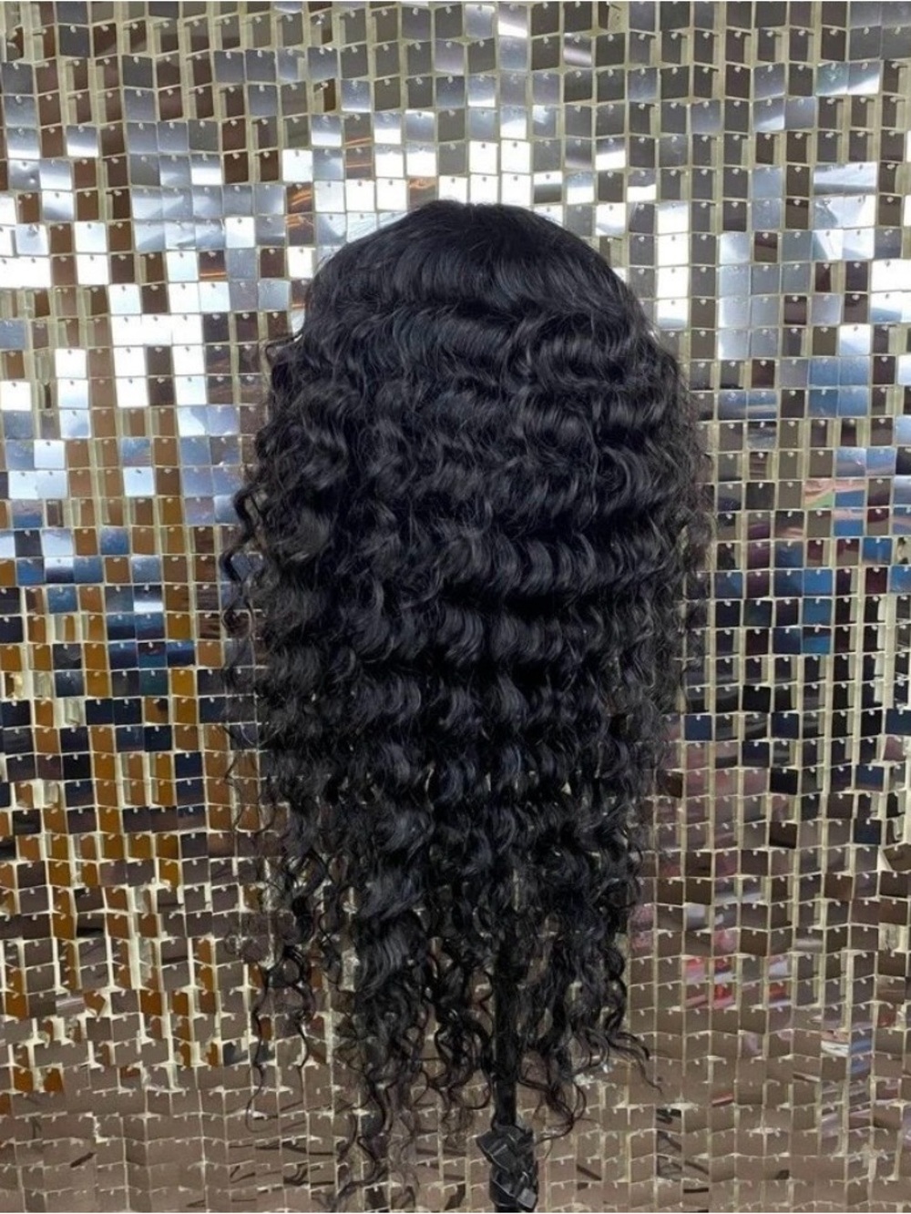 Natural Black Deep Wave Glue-less Lace Front Wig Human Hair 28” 13x4 150 Density